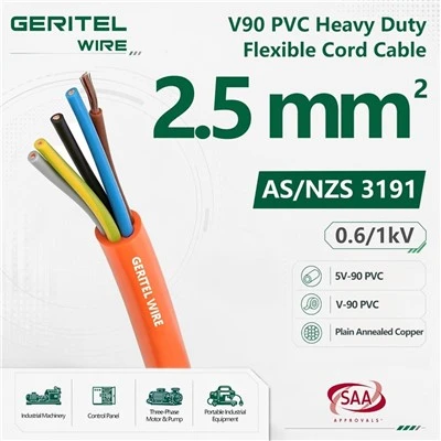 2,5 mm V90 PVC kabel za težke obremenitve, gibljiv kabel za 0,6/1kV opremo